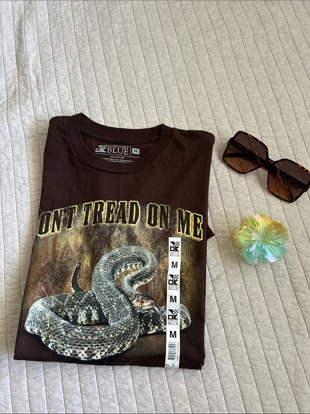 NWOT don’t treated on be blue cotton snake graphic tee shirt M women
